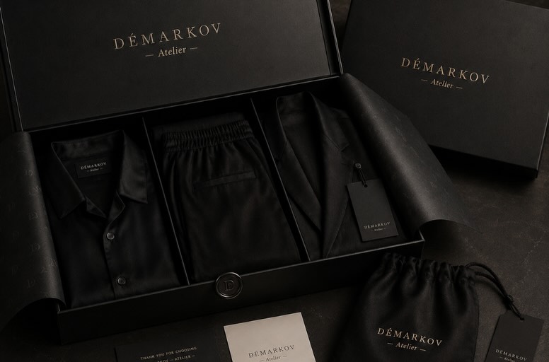 Schwarzes Seiden-Set in der DÉMARKOV Geschenkbox